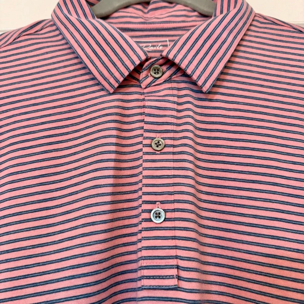 Rails Merced Golf Polo Shirt Mens Size Large Hibiscus Mirage Stripe NWT - Picture 3 of 16